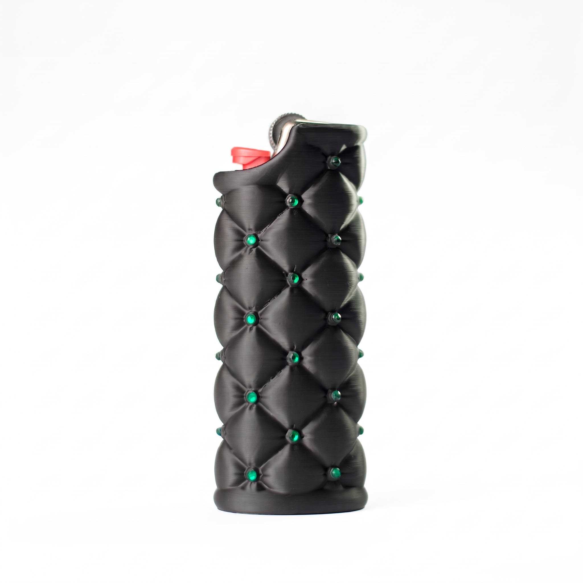 Porta Isqueiro Puffer — Preto com Strass Verde