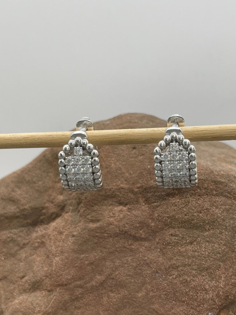Thumbnail: 14K Diamond cluster huggie earring