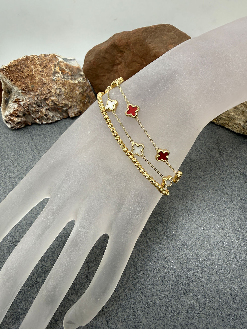 Thumbnail: 14K Red Luck n' Love Clover Enamel bracelet