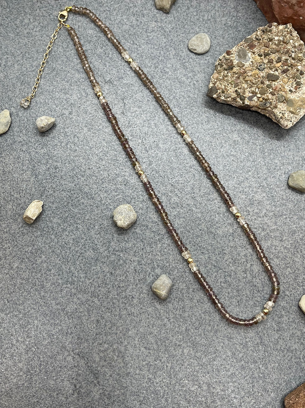 14K Zircon Gold bead choker necklace