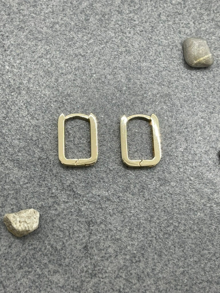 Thumbnail: 14KY Diamond Rectangular hoop earrings