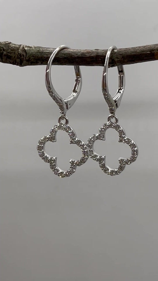 Thumbnail: 14K 13MM Diamond Clover earring