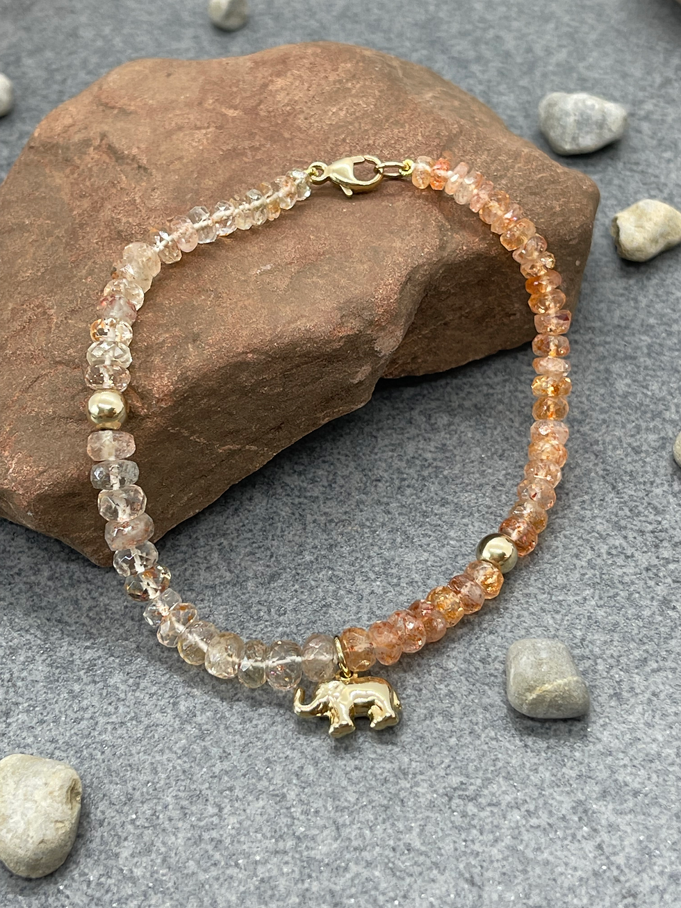 Thumbnail: 14K Sunstone Gold Elephant bracelet
