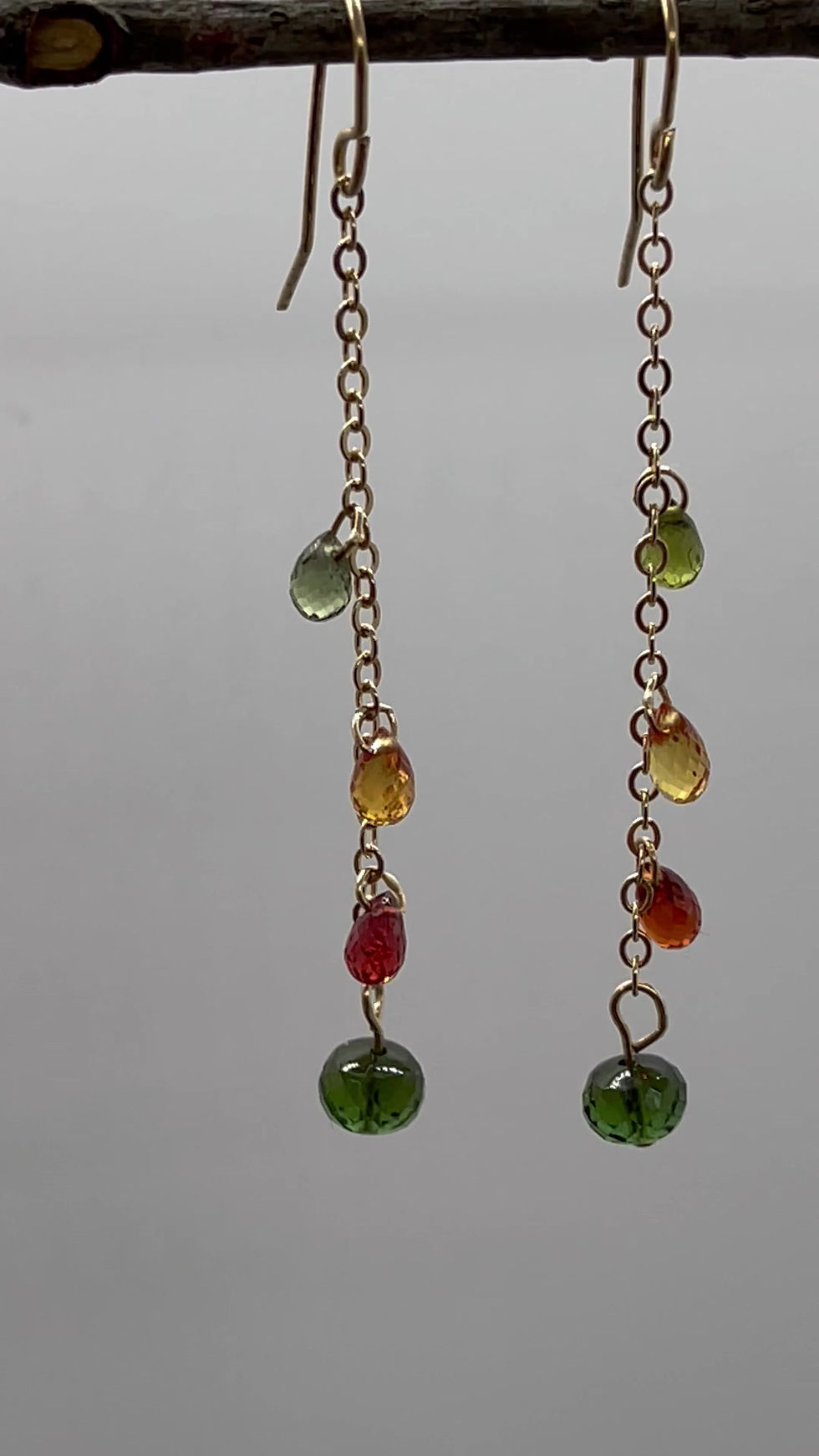Thumbnail: 14K Green Tourmaline Sapphire briolette earring