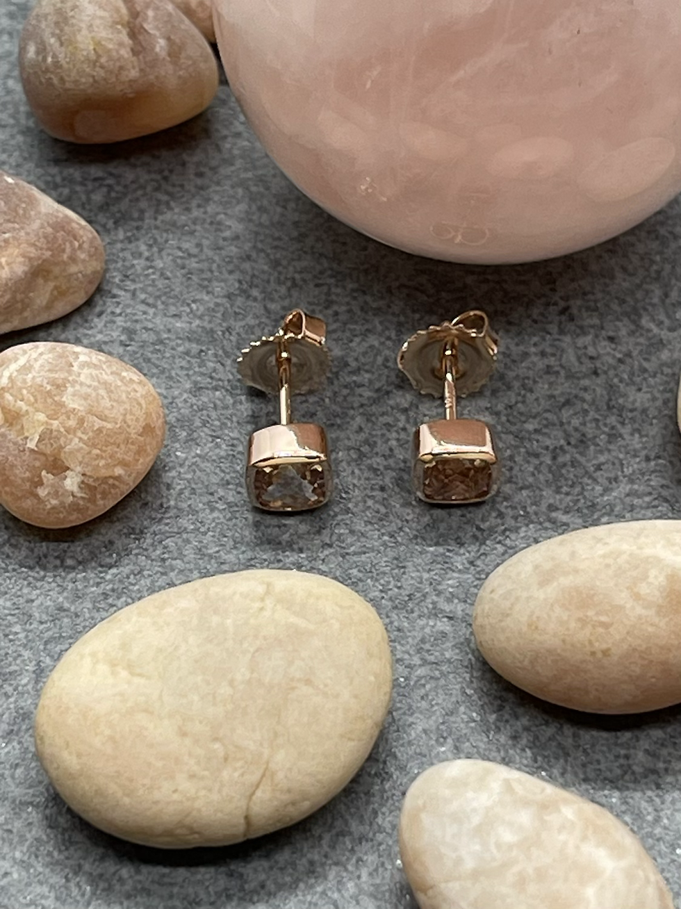 Thumbnail: 14K 5MM Morganite stud earring