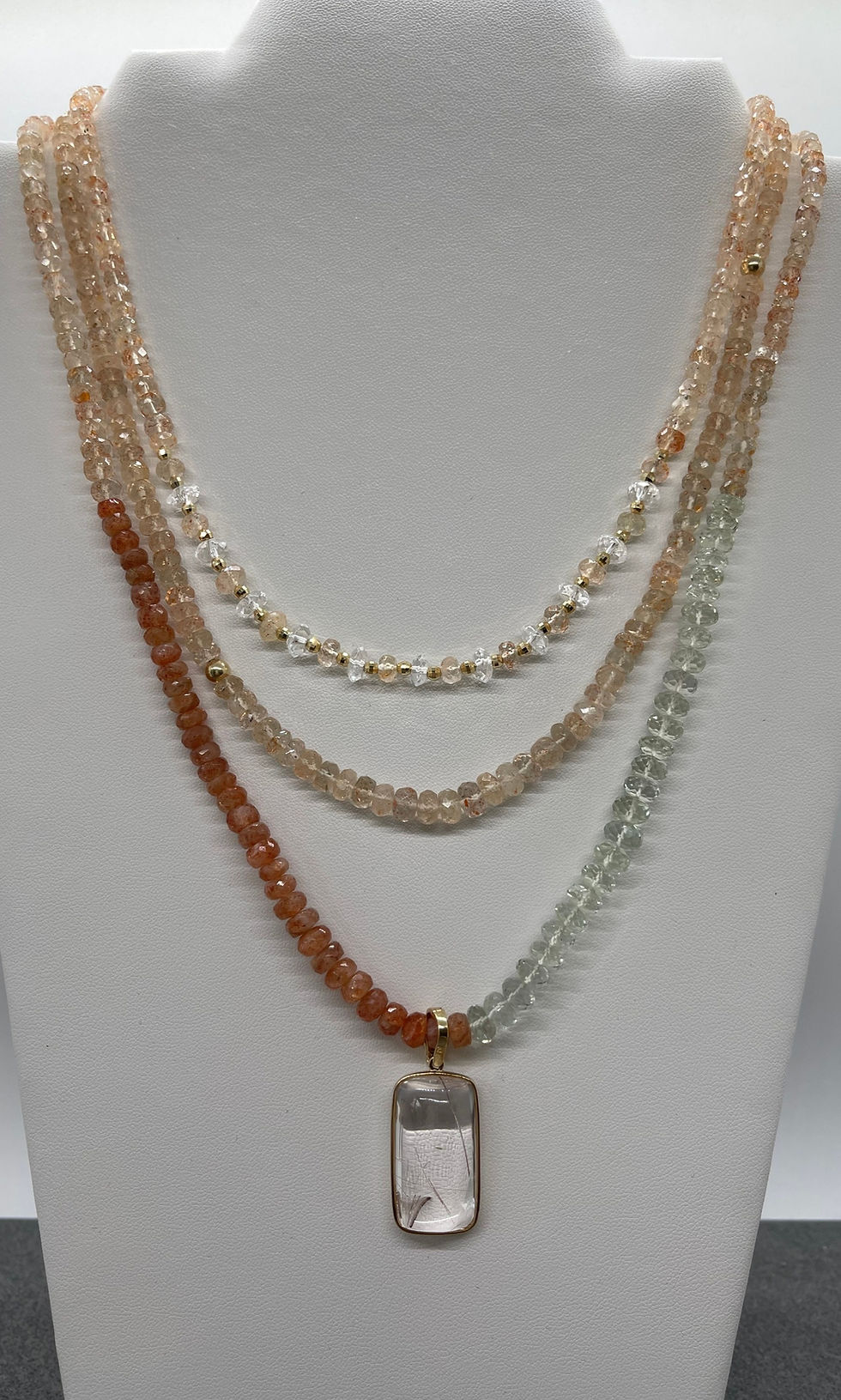 Thumbnail: 14K Sunstone Green Quartz necklace