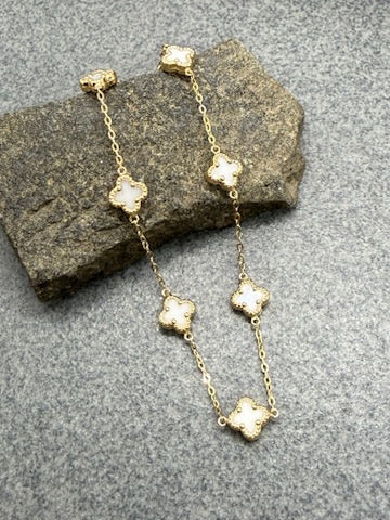 Thumbnail: 14K White Luck n' Love Clover Enamel bracelet