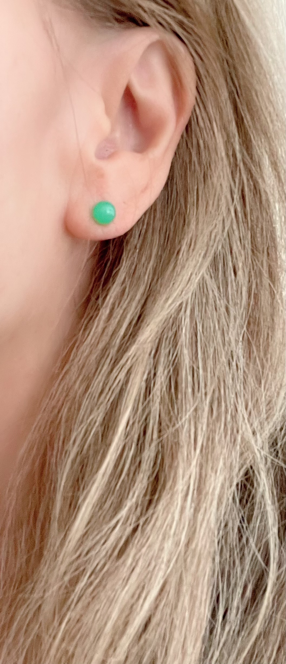 Thumbnail: 14K Chrysoprase stud earrings