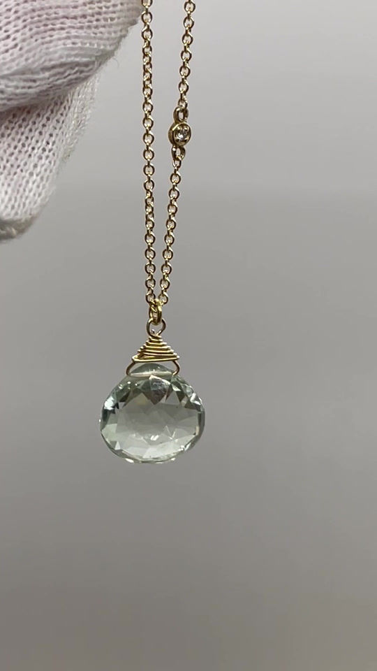 Thumbnail: 14K Green Quartz diamond Necklace