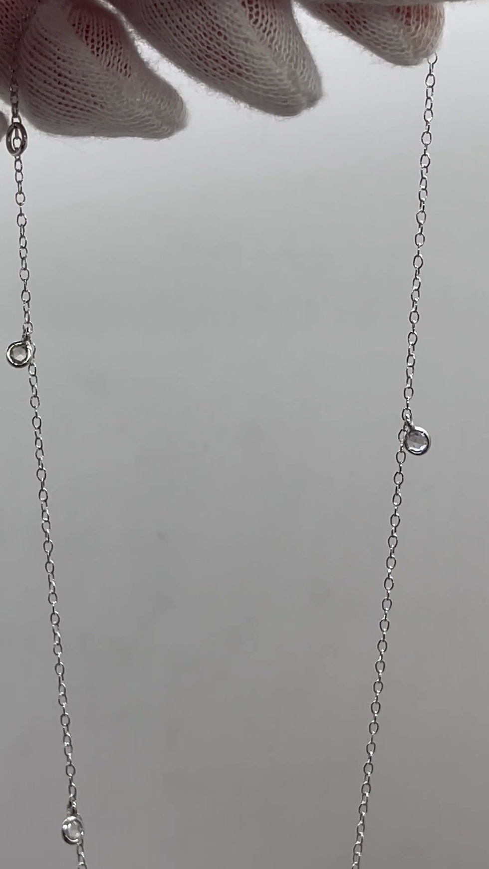 Thumbnail: 18KW Round Rosecut Diamond 5 stone dangle necklace