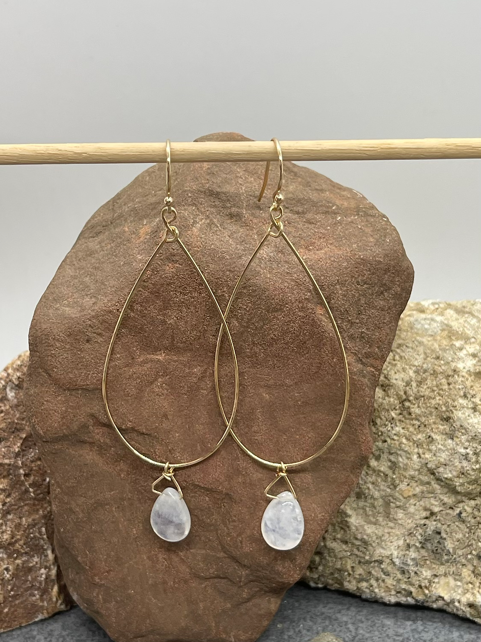Thumbnail: 14K Moonstone hoop earring