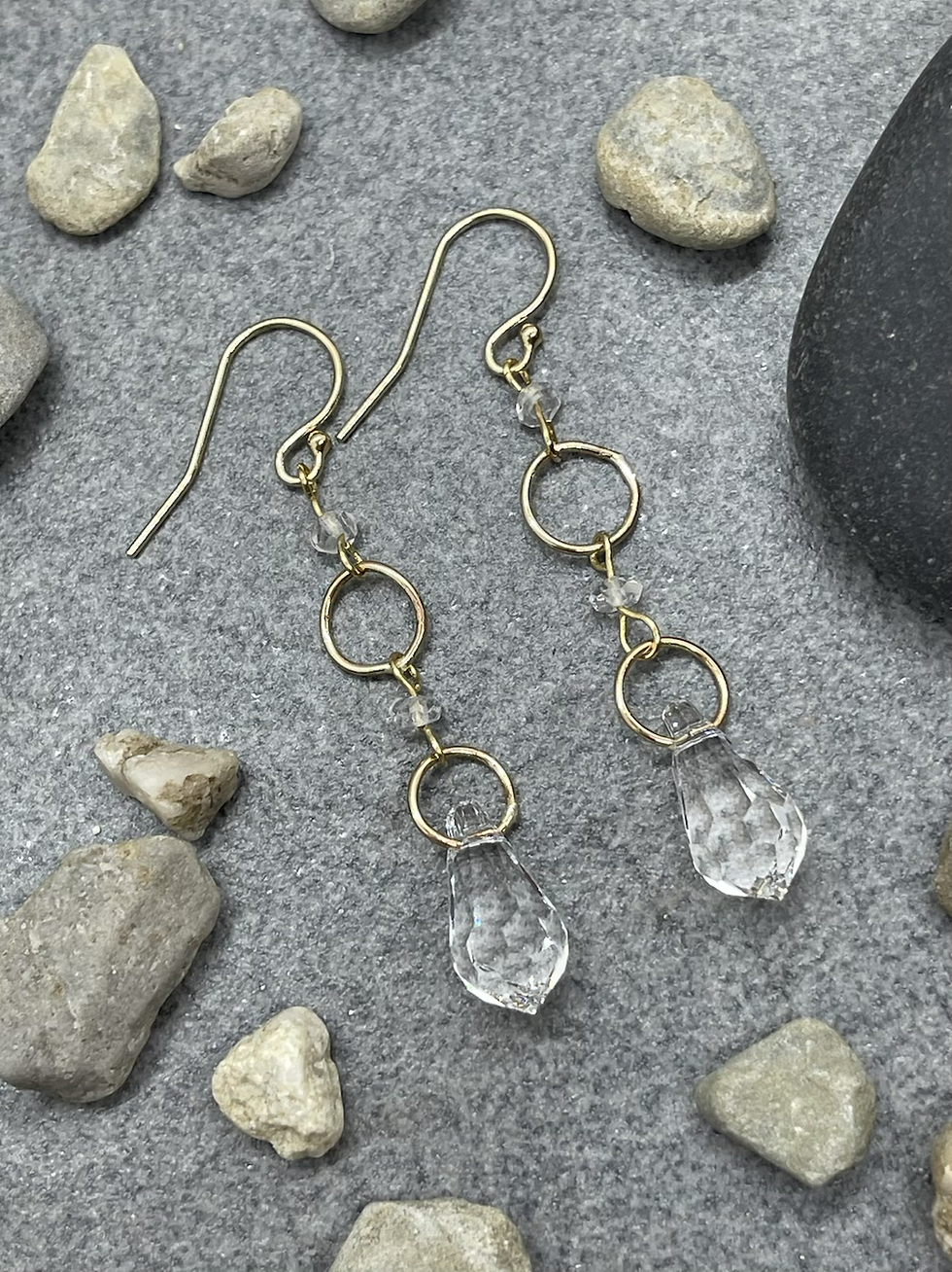 Thumbnail: 14K Swarovski Crystal Moonstone dangle earring