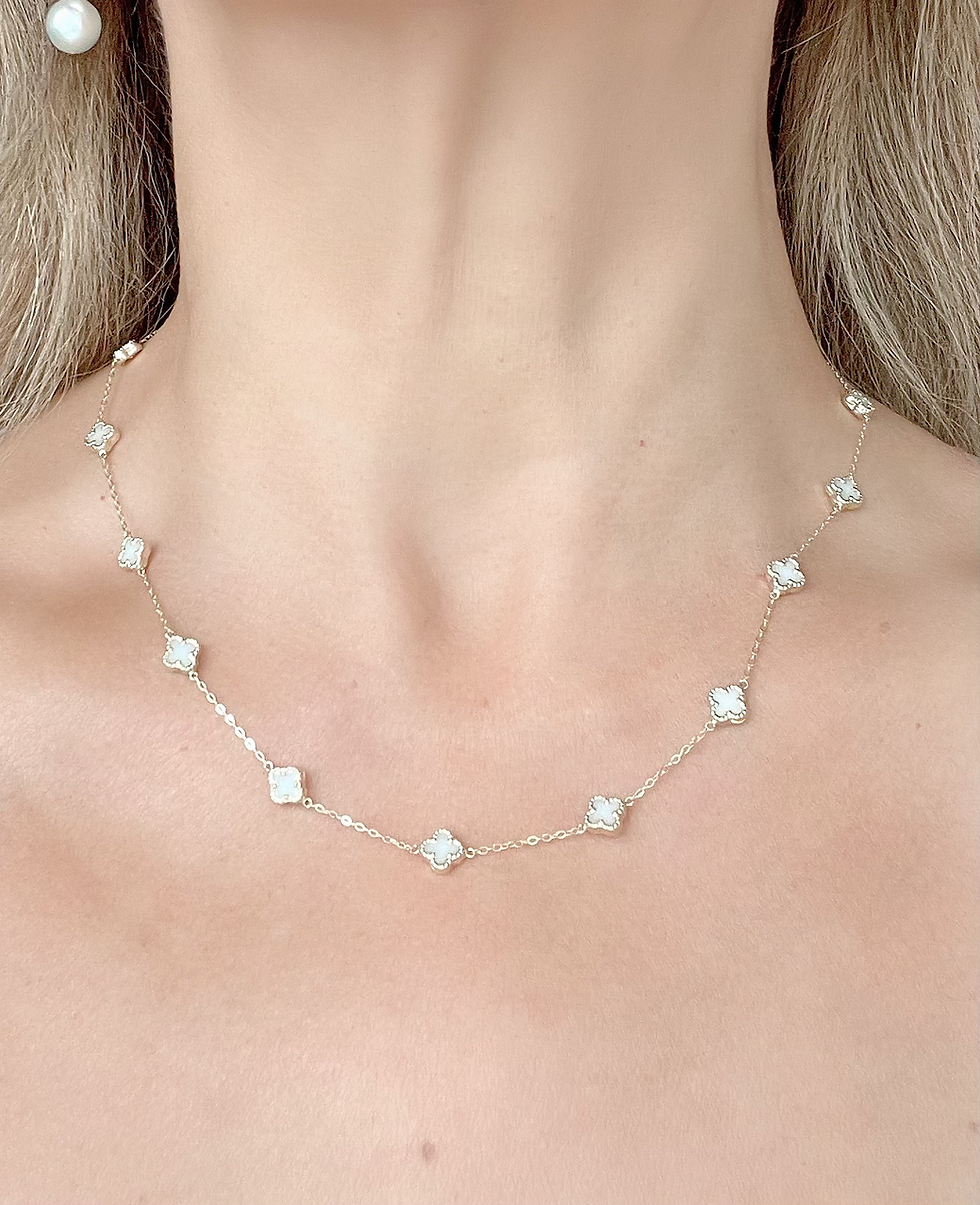 Thumbnail: 14K White Luck n' Love necklace
