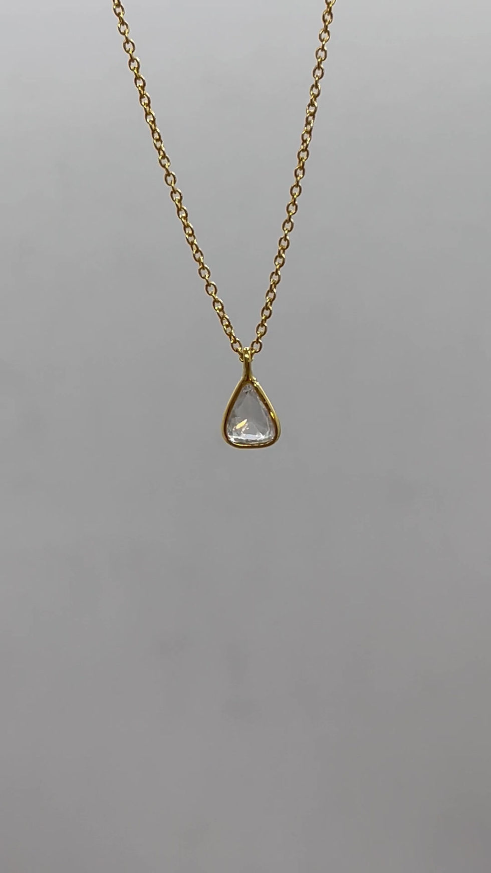 Thumbnail: 18KY Single Teardrop Rosecut Diamond pendant necklace