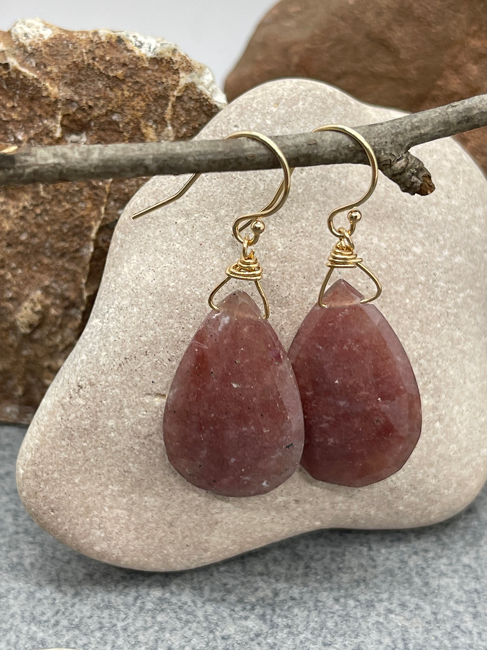 Thumbnail: 14K Jasper teardrop earring
