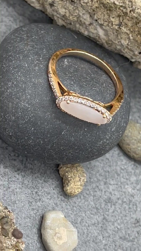 Thumbnail: 14K Moonstone Diamond ring