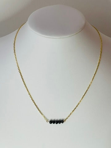 Thumbnail: 14K Black Diamond Nugget Bar necklace