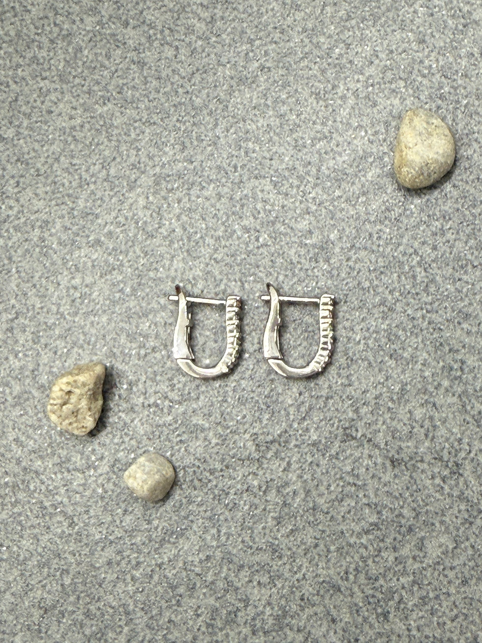 Thumbnail: 14K Diamond horseshoe huggie earring