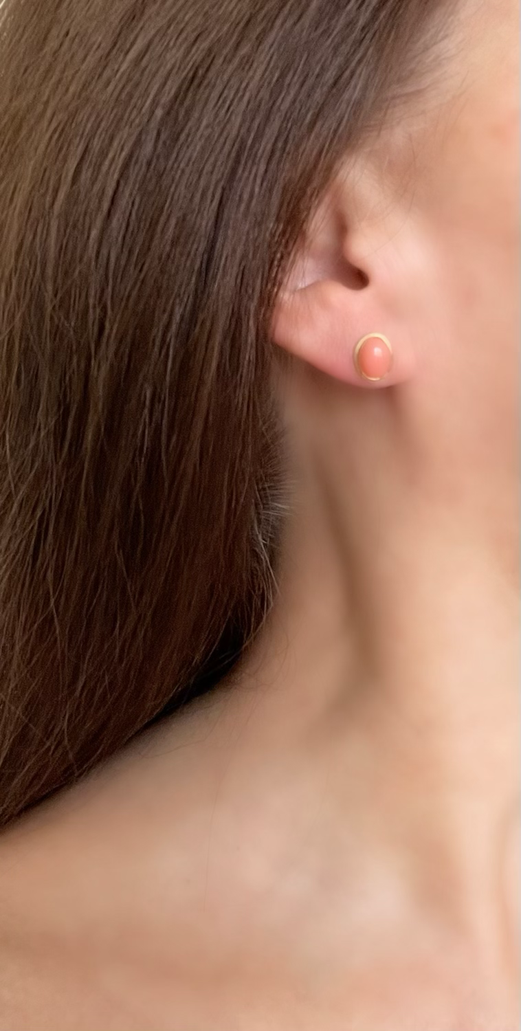 Thumbnail: 14K Coral stud earring