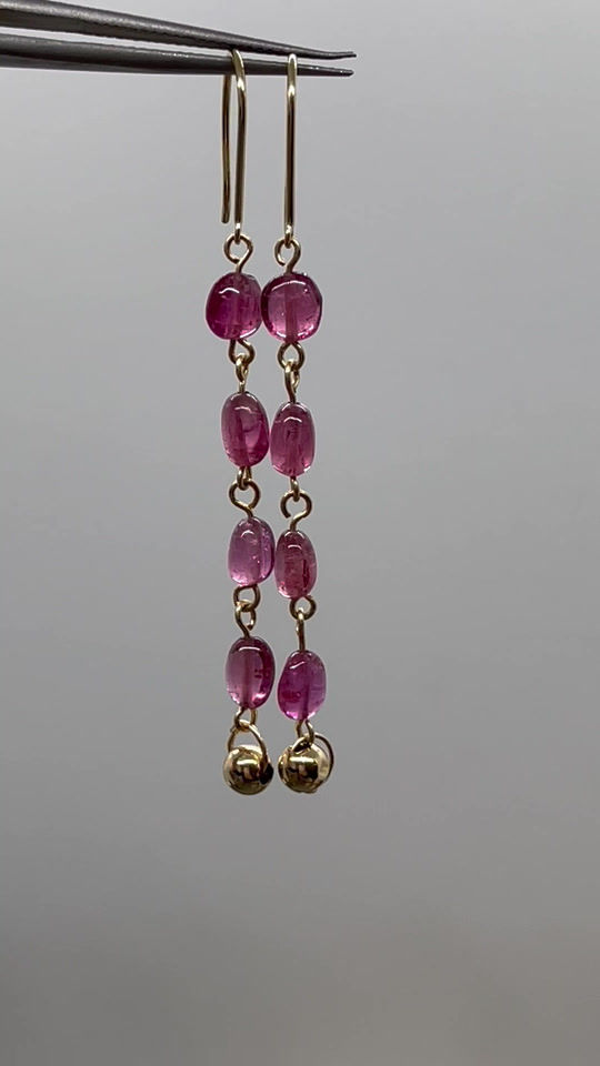 Thumbnail: 14K Pink Tourmaline dangle earring