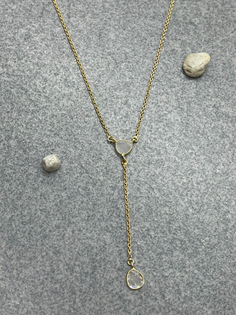 18KR Lariat Sliced Diamond necklace