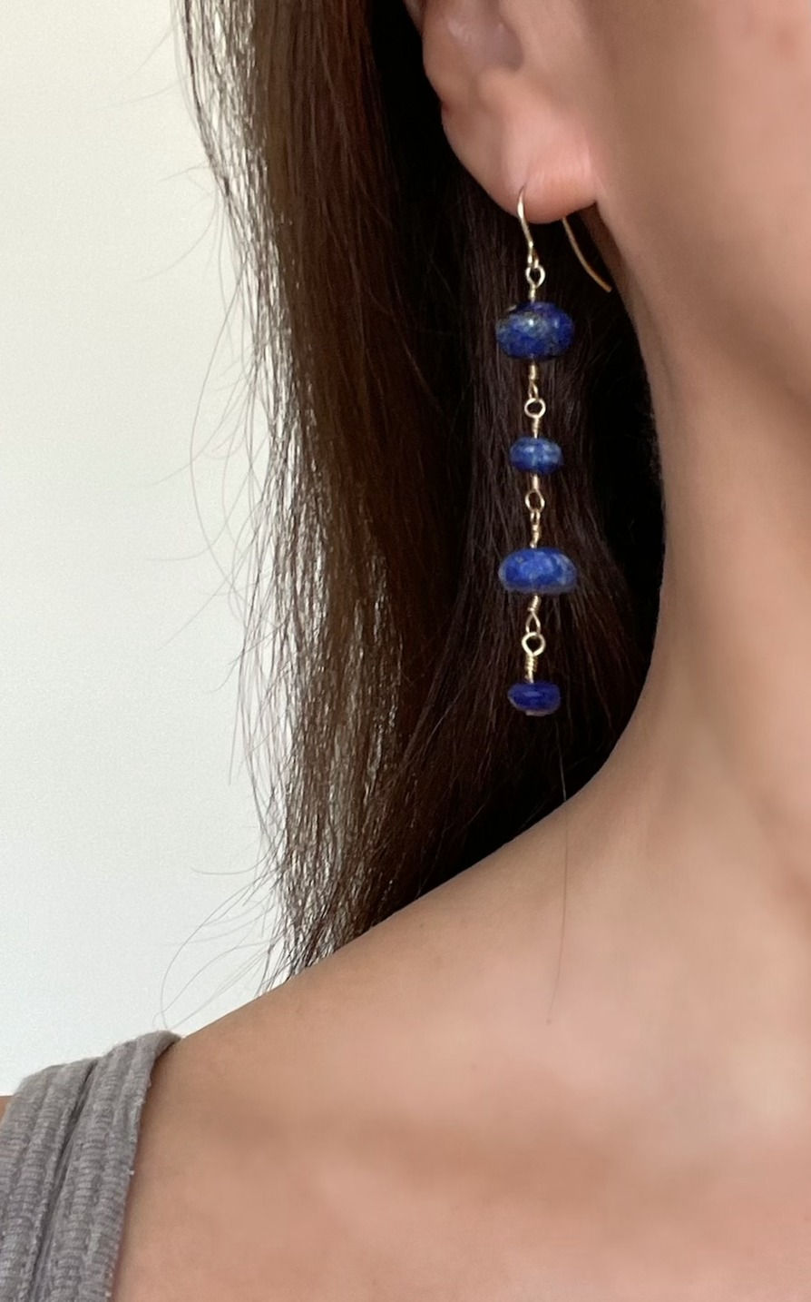 Thumbnail: 14K Lapis Lazuli dangle earring