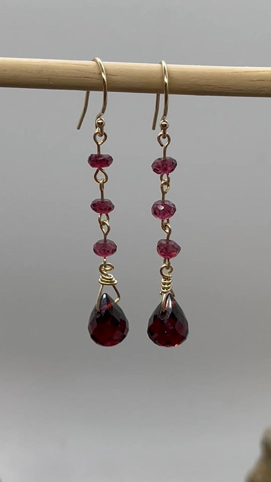 Thumbnail: 14K Garnet dangle earring