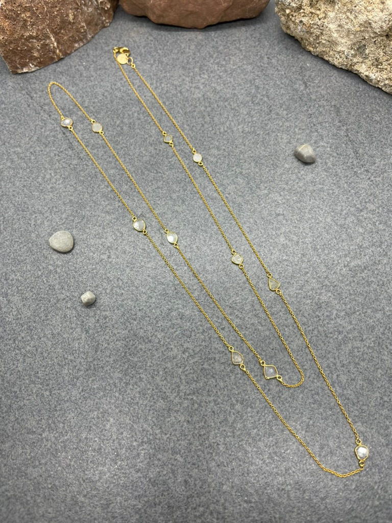 18KY 36" Round Sliced Diamond by the yard necklace