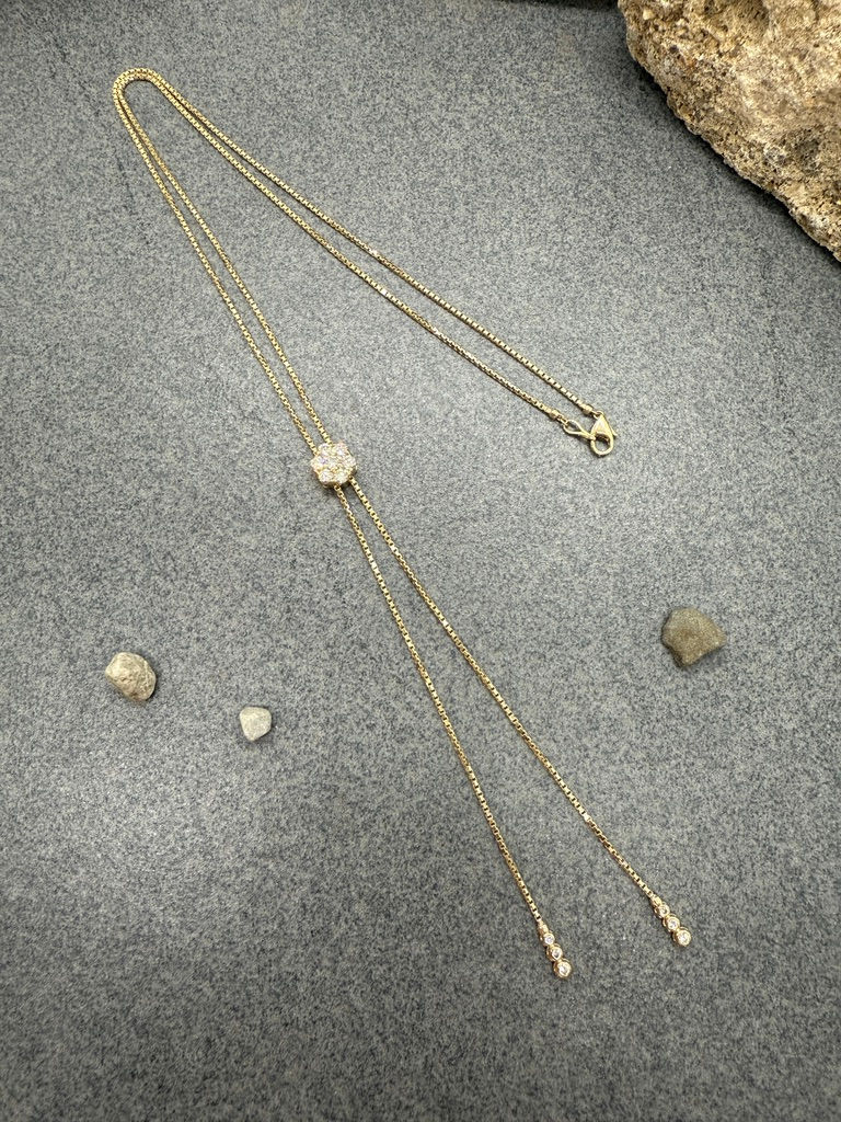 Thumbnail: 14KY Diamond Lariat Rolo necklace