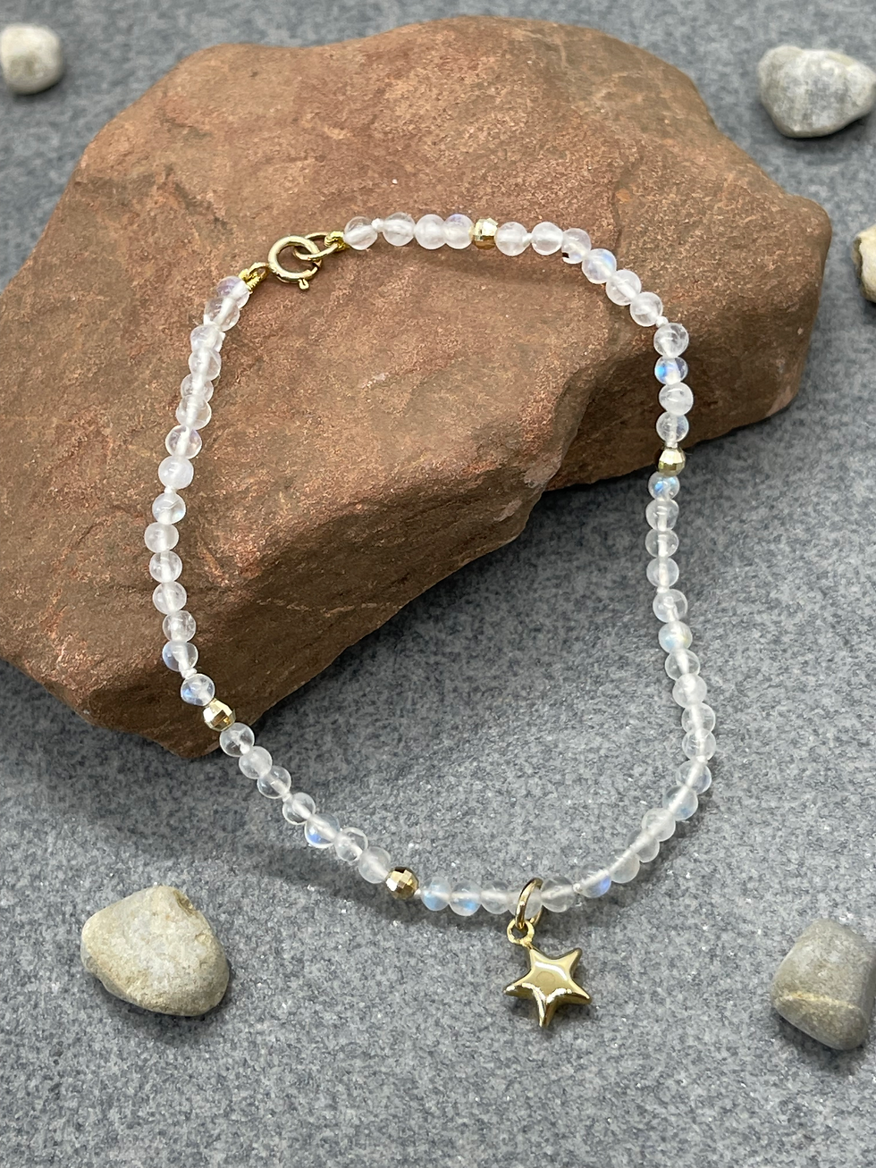 Thumbnail: 14K Moonstone Gold Star bracelet