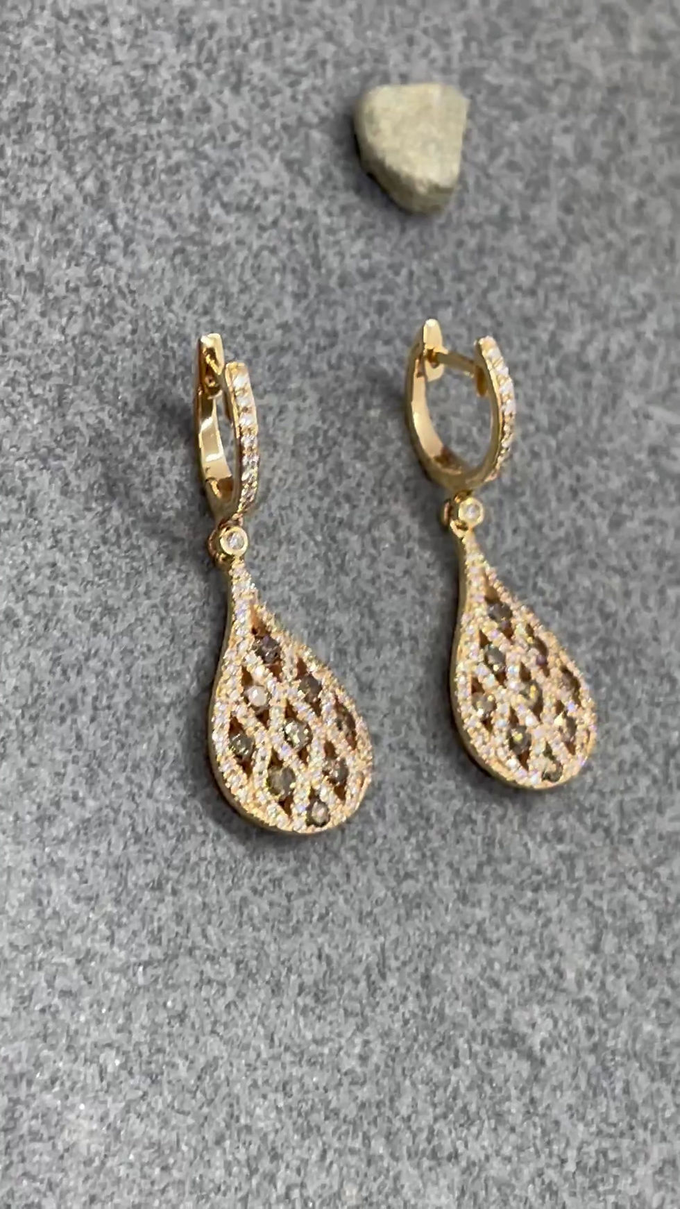 Thumbnail: 18KR Lattice Diamond dangle earring