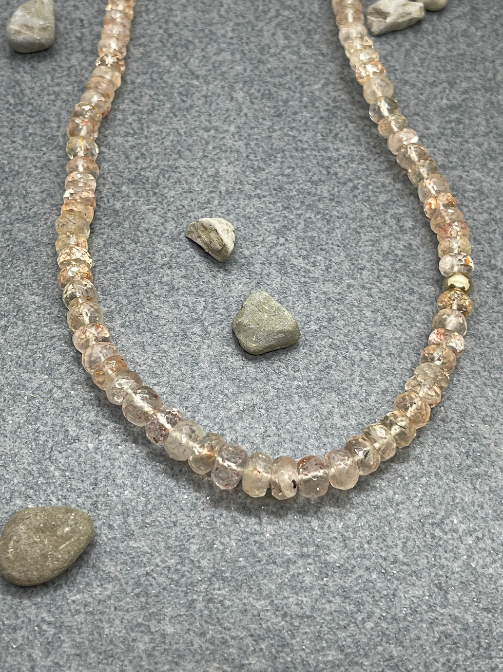 Thumbnail: 14K Lt Orange Sunstone Gold bead necklace