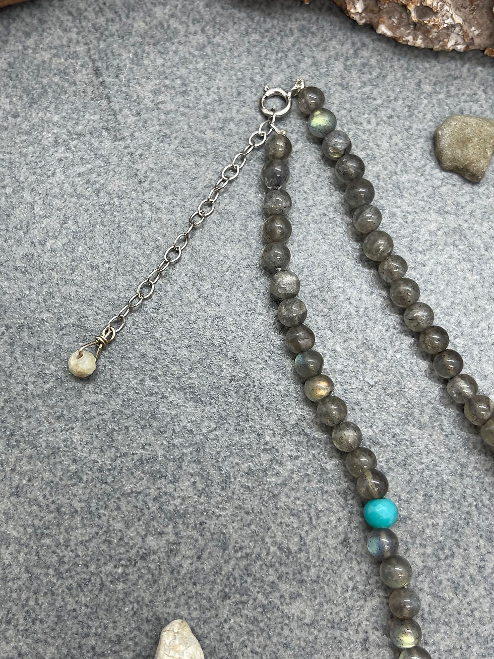 Thumbnail: 14K Labradorite Turquoise Silverite choker necklace