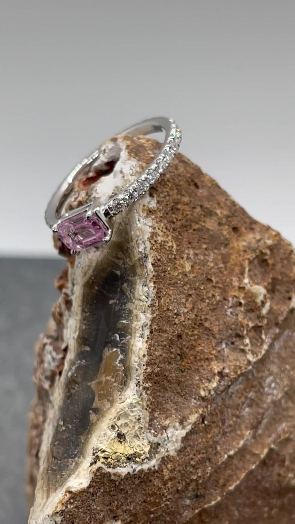 Thumbnail: 14K Unheated Pink Sapphire Diamond ring