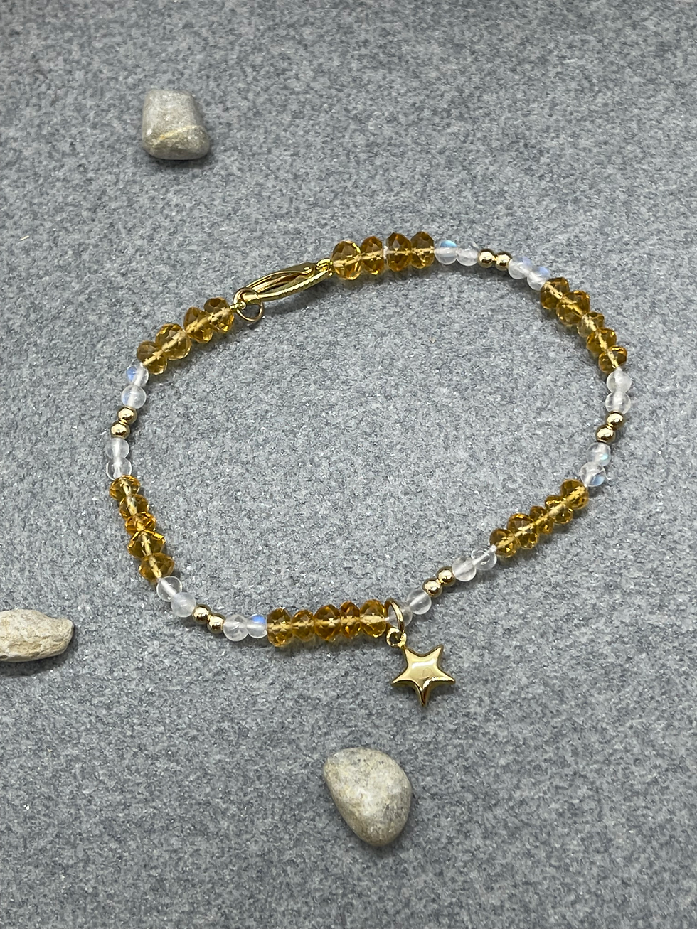 Thumbnail: 14K Apatite Moonstone Star bracelet