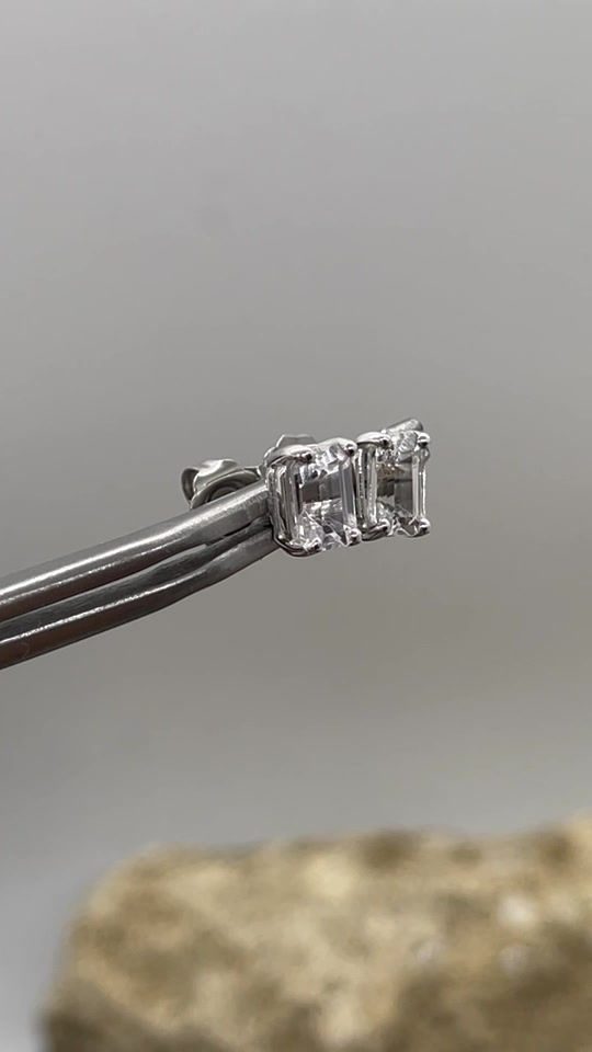 Thumbnail: 14K Unheated White Sapphire stud earring