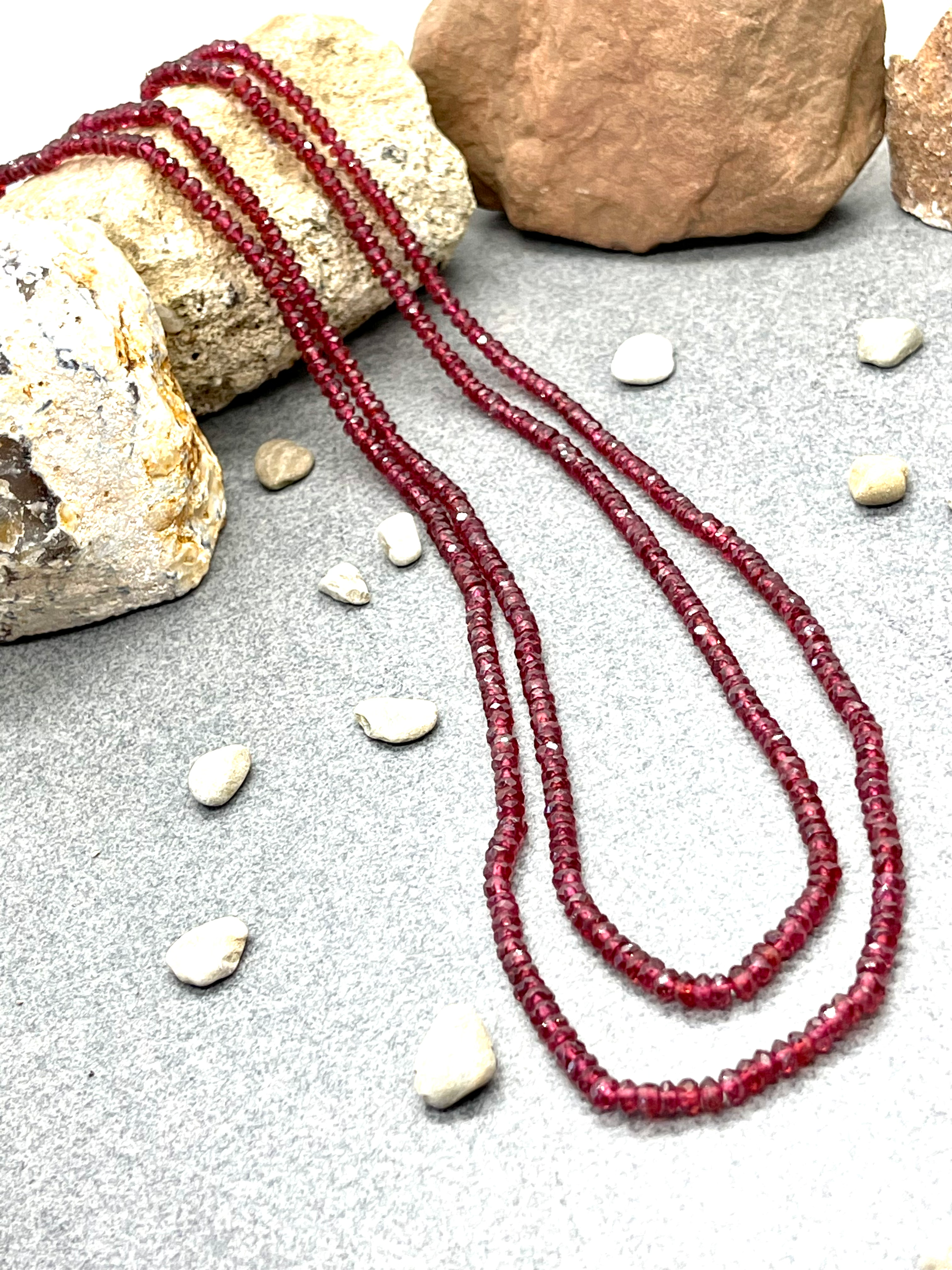 Endless Garnet bead necklace 50"