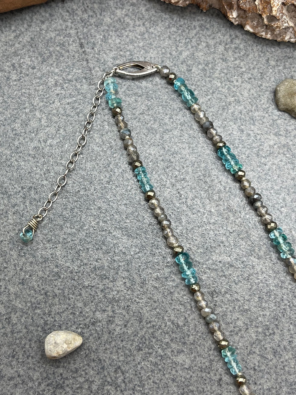 Thumbnail: 14K Apatite Labradorite Pyrite choker necklace
