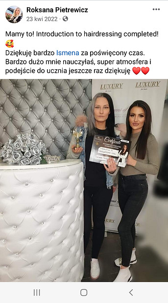 opinie kursantów opinion hair extension keratin treatment training hairdressing academy polska akademia fryzjerska w uk