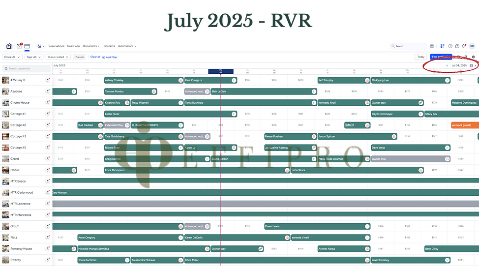 Example of optimized rental property calendar managed by Effipro