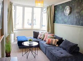 Living room area, sofa that changes to a sofa bed