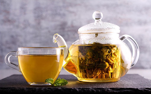 Herbal Tea in Glass Tea pot with glass tea cup
