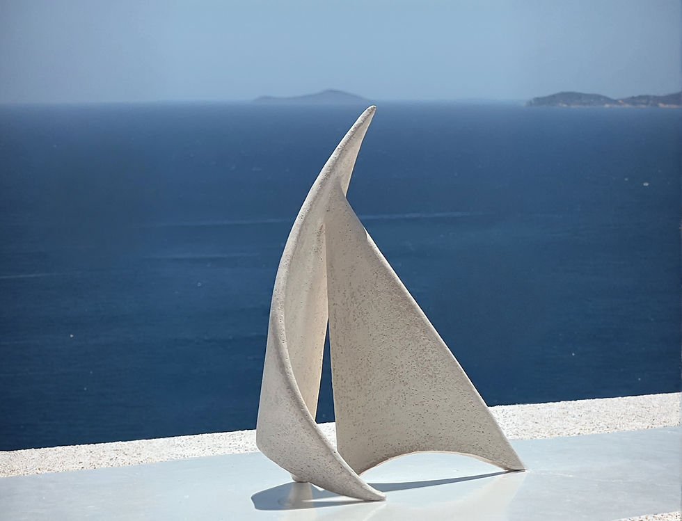 Handmade ceramic design object with an Aegean backdrop