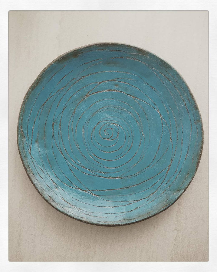 Driving Circles – handmade ceramic decorative platter
