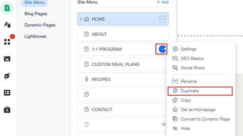 How to Duplicate a Page on Wix