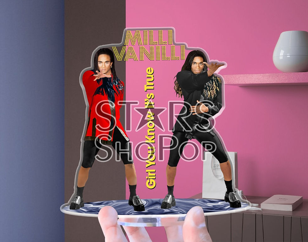 Thumbnail: milli vanilli figure, girl you know it's true, milli vanilli doll, milli vanilli merch, milli vanilli gift, milli standee