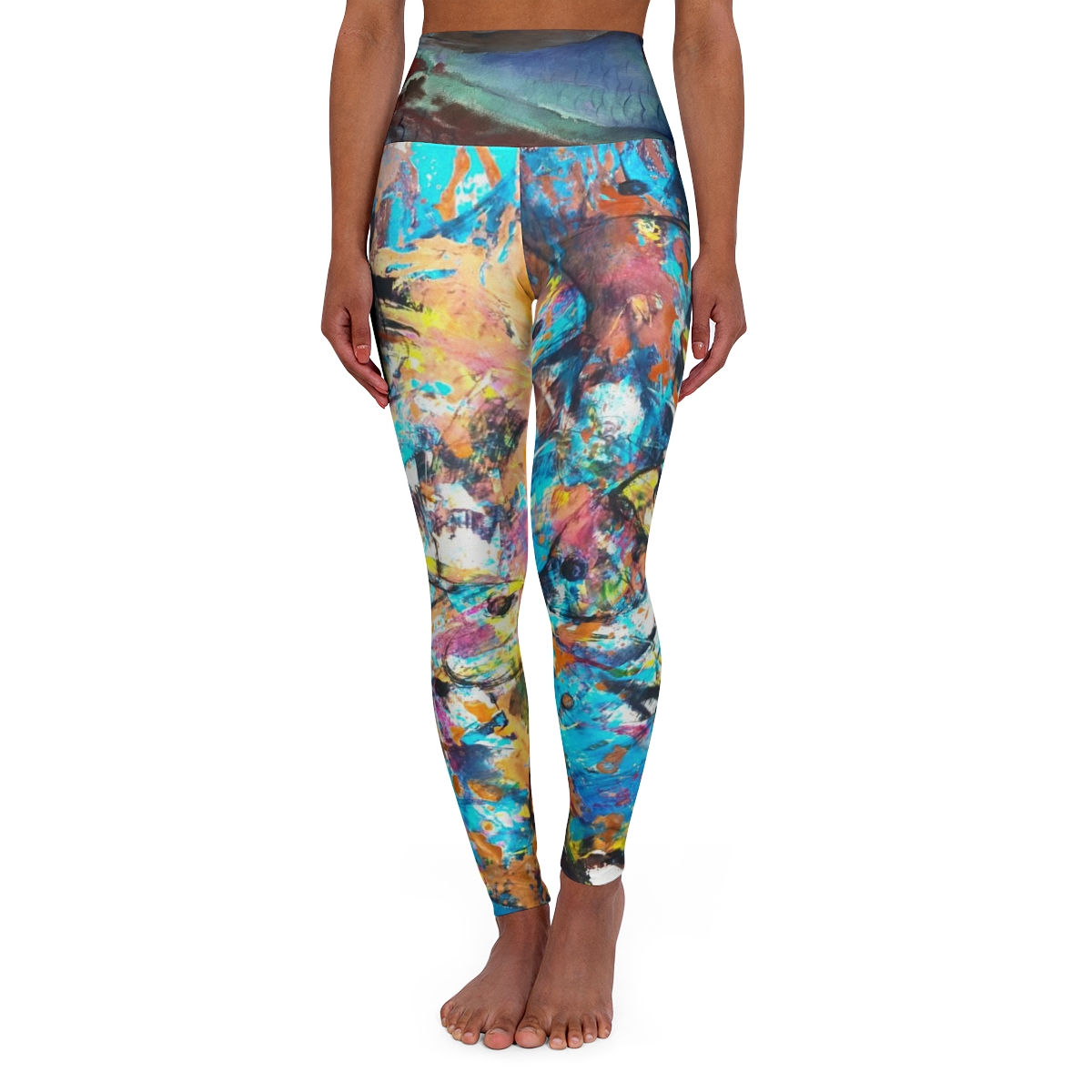 High Waisted Yoga Leggings - Fishing