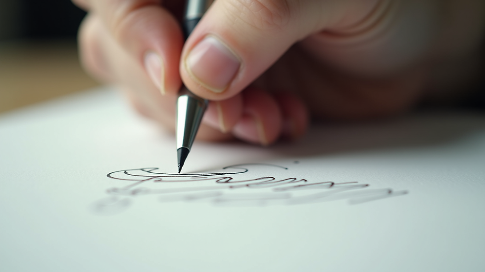 Close-up view of a hand sketching delicate lines on paper