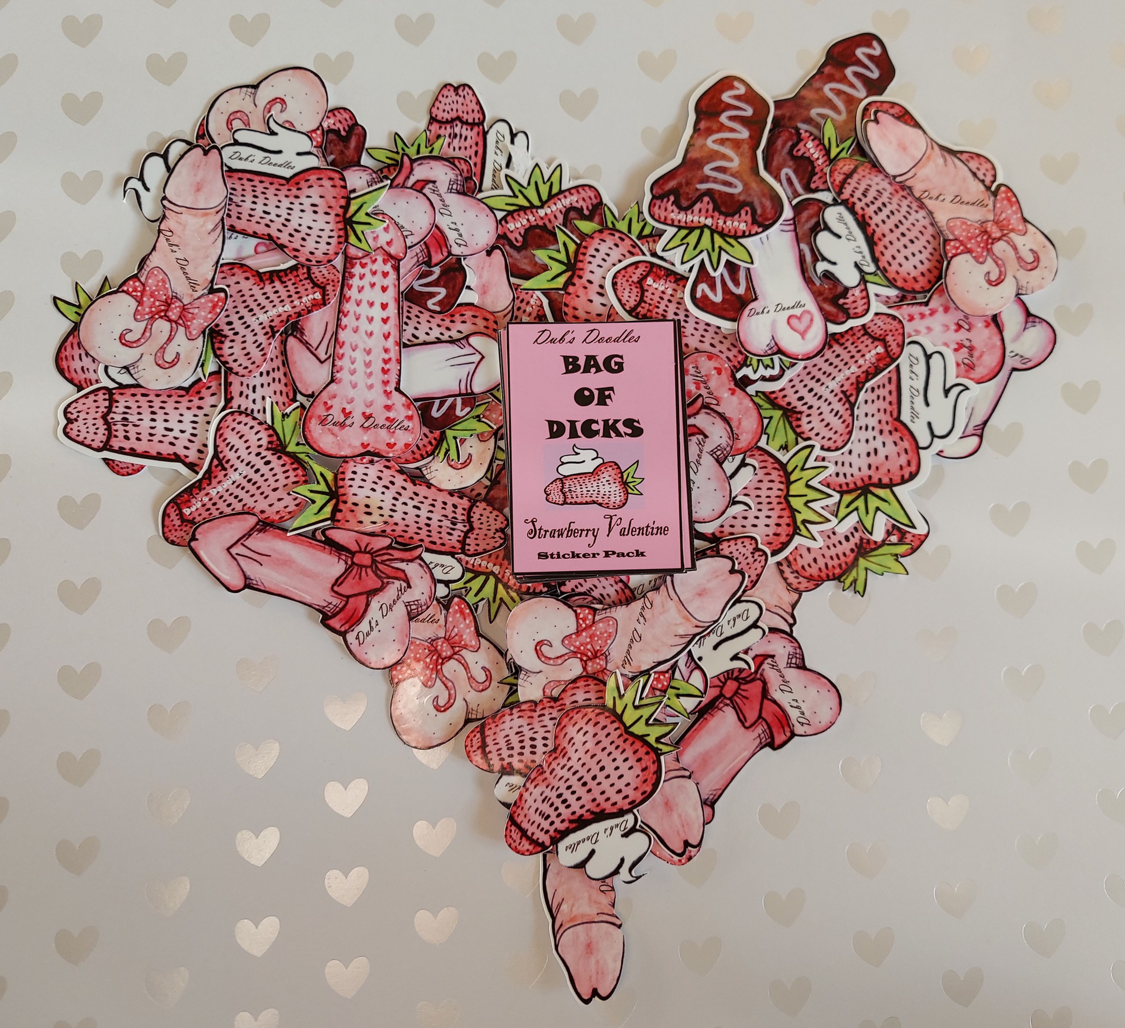 Strawberry Valentine | Bag of Dicks Sticker Pack