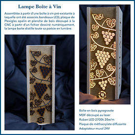 Fabrication d'une lampe avec découpe laser avec boite à vins